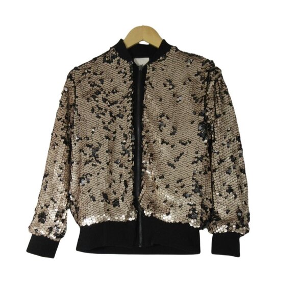 Urban Outfitters Silence Noise Lex women's zip up rose sequin bomber jacket S - Picture 3 of 11